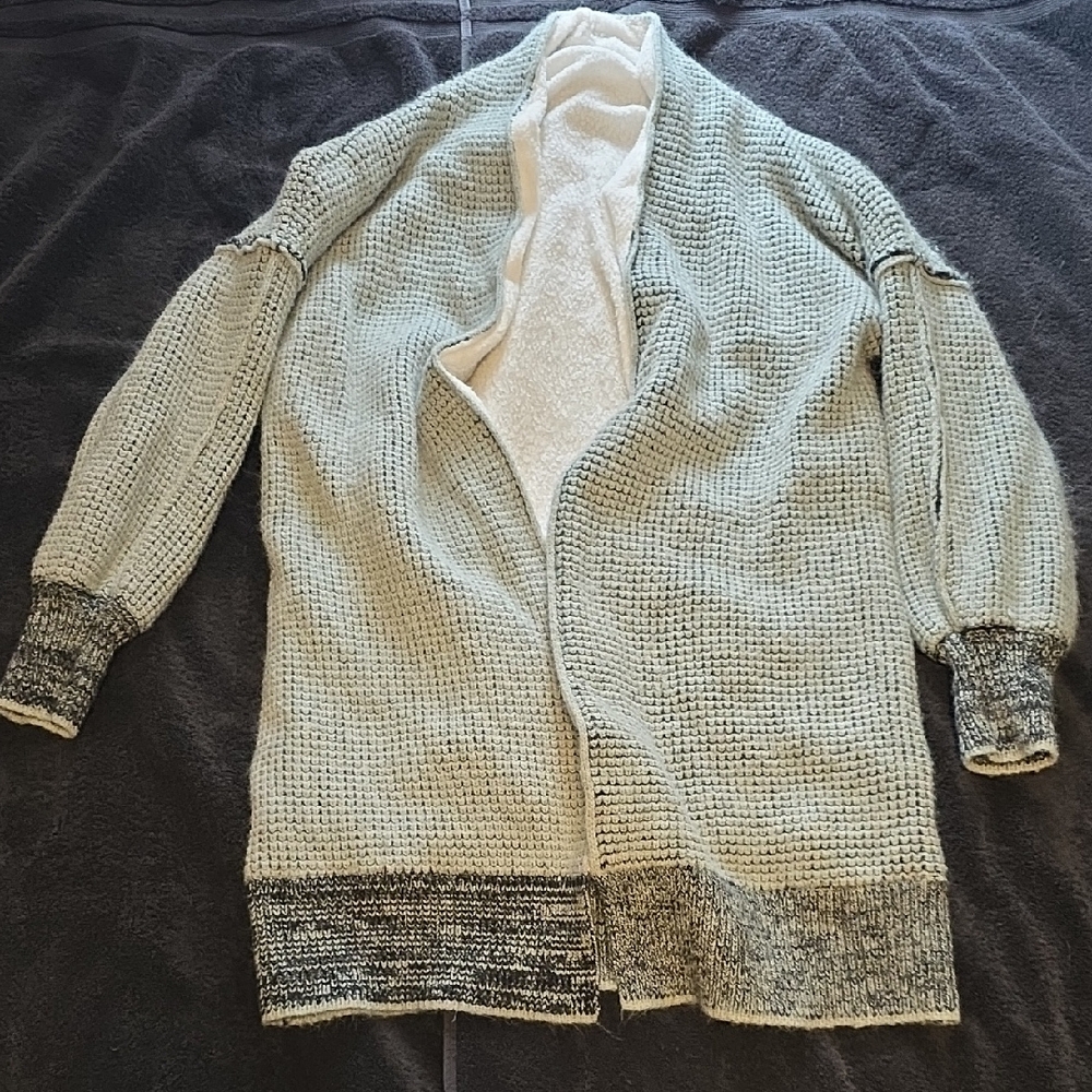 Cozy Mint Fleece Linee Knit Sweater